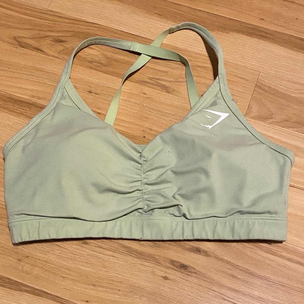 Gymshark Light Green Ruched Sports Bra